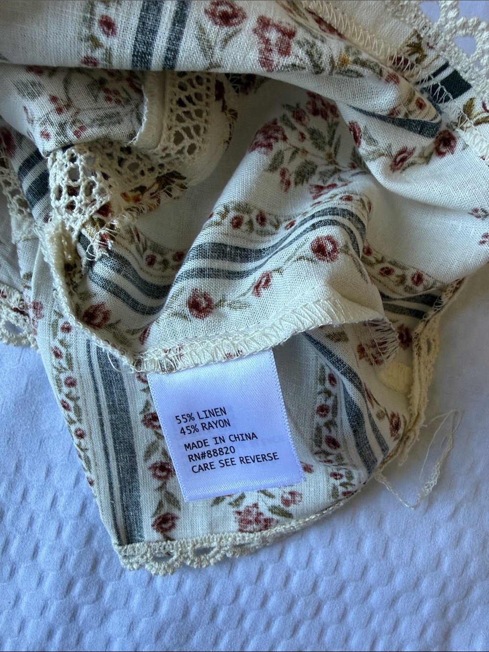 Joie Cream Floral Stripe Tie-Shoulder Camisole - Picture 6 of 8